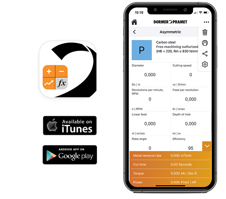 Calculatora-App-dormer-pramet-dados-corte-ferramenta