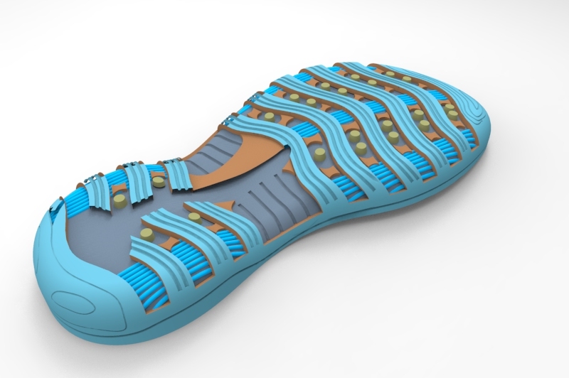 protótipo digital CAD 3D solado tênis