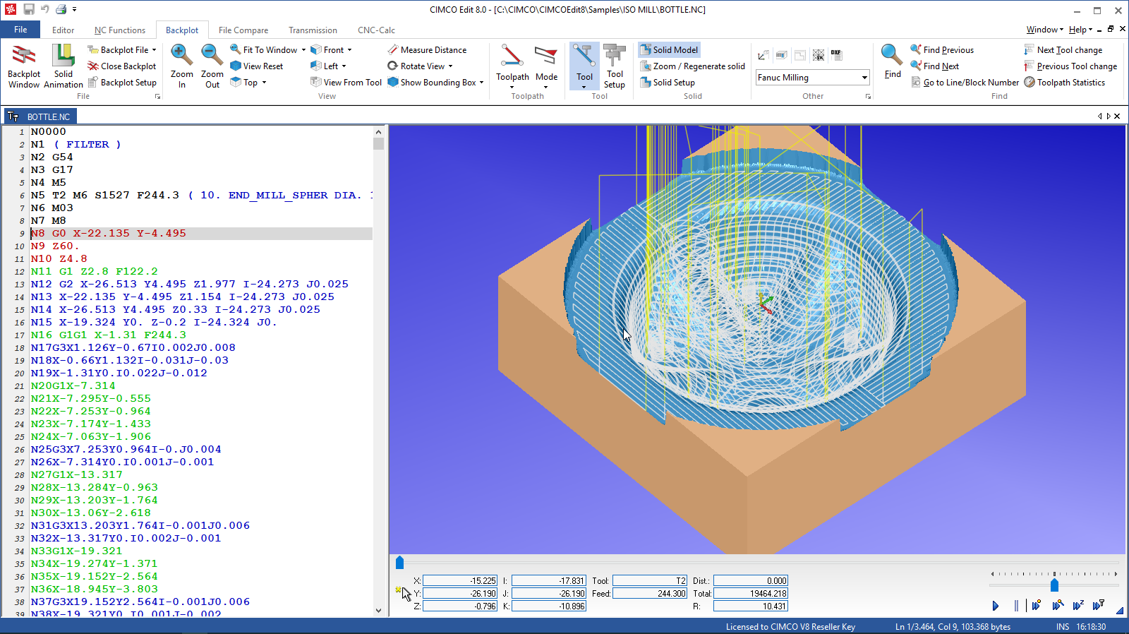 software CNC CIMCO Edit FIT - Simulação de máquina 